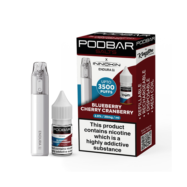 Shop Now Podbar Salts by Kingston x Innokin Endura S1 Disposable Vape Kit 3500 Puffs