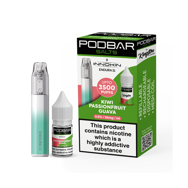 Sale Podbar Salts by Kingston x Innokin Endura S1 Disposable Vape Kit 3500 Puffs