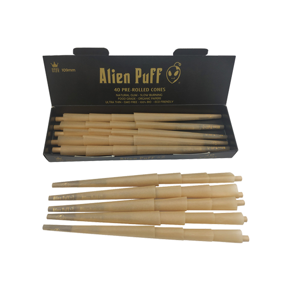 40 Alien Puff Black Gold King Size Pre Rolled 109mm Cones ( HP162 )