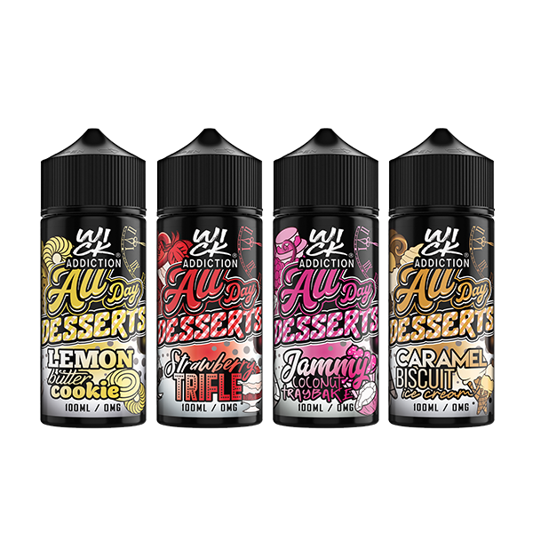 Offer Wick Addiction All Day Desserts 100ml Shortfill