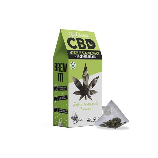 Limited Equilibrium CBD  Full Spectrum Japanese Sencha Tea Bags Box of 12 (BUY 2 GET 1 FREE)