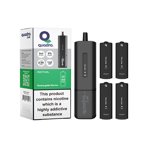  Quadro 2.4K Pod Vape Kit Black Series 2400 Puffs 20mg