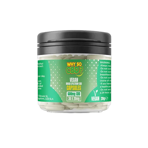 Discount Why So CBD? 600mg Broad Spectrum CBD Vegan Capsules - 30 Caps