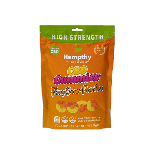 Discount Hempthy  CBD Fizzy Sour Peach Rings Gummies - 50 Pieces