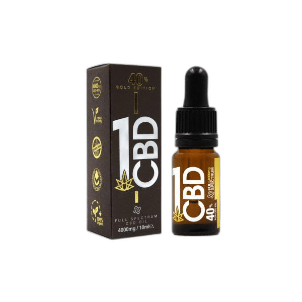 Limited 1CBD 40% Pure Hemp  CBD Oil Gold Edition 10ml